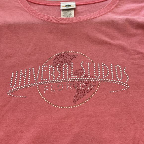 Vtg Universal Studios Florida Rhinestone Logo T Shirt Women’s Sz 2X - Picture 2 of 10
